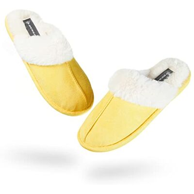 DUNLOP Chaussons Femme Chauds, Pantoufles Femme Hiver Fourrure (39 EU, Jaune, numeric_39) - Publicité DUNLOP Chaussons Femme Chauds, Pantoufles Femme Hiver Fourrure (39 EU, Jaune, numeric_39) - Publicité