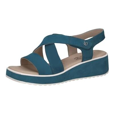 CAPRICE Sandales à talon compensé femme en cuir compensées, Bleu (Blue Nubuc), 41 EU - Publicité CAPRICE Sandales à talon compensé femme en cuir compensées, Bleu (Blue Nubuc), 41 EU - Publicité