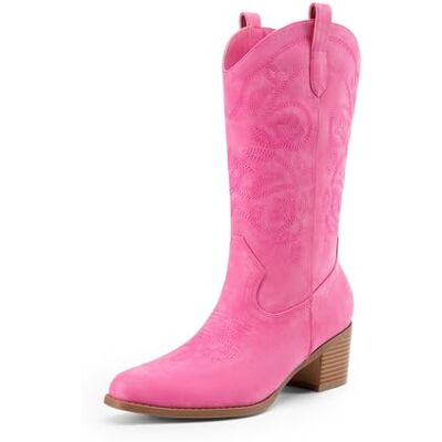 DREAM PAIRS Bottes de cowboy pour femme, bout carré, broderie, bottes de cowgirl cousues, bottes western à talon épais pour femme, Nubuck rose, 37.5 EU - Publicité DREAM PAIRS Bottes de cowboy pour femme, bout carré, broderie, bottes de cowgirl cousues, bottes western à talon épais pour femme, Nubuck rose, 37.5 EU - Publicité