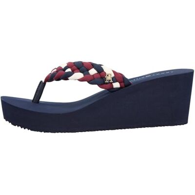 Tommy Hilfiger Th Sandales d'été tressées à semelle compensée pour femme Bleu (Rwb), pointure 39 - Publicité Tommy Hilfiger Th Sandales d'été tressées à semelle compensée pour femme Bleu (Rwb), pointure 39 - Publicité