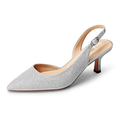 DREAM PAIRS Escarpins Femme à Talon Kitten Bas, Chaussures Slingback à Bout Pointu pour Travail, Fête et Mariage,Size 38.5,Argent-Glitter,SDPU2454W - Publicité DREAM PAIRS Escarpins Femme à Talon Kitten Bas, Chaussures Slingback à Bout Pointu pour Travail, Fête et Mariage,Size 38.5,Argent-Glitter,SDPU2454W - Publicité