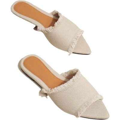 CRETUAO Sandales Plates Bout Pointu pour Femmes Pantoufles Bout Ouvert en Jean Tendance Sandales de Plage décontractées et Confortables à Enfiler,Apricot,39 EU - Publicité CRETUAO Sandales Plates Bout Pointu pour Femmes Pantoufles Bout Ouvert en Jean Tendance Sandales de Plage décontractées et Confortables à Enfiler,Apricot,39 EU - Publicité