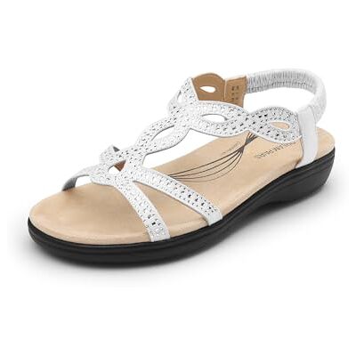 DREAM PAIRS Sandales orthopédiques confortables avec strass et sangle arrière élastique pour femme, blanc, 38 EU - Publicité DREAM PAIRS Sandales orthopédiques confortables avec strass et sangle arrière élastique pour femme, blanc, 38 EU - Publicité