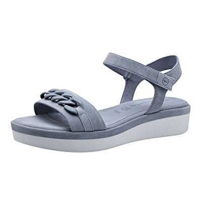 Tamaris Femme Damen Sandale Plate, Lt Blue Suede, 40 EU - Publicité Tamaris Femme Damen Sandale Plate, Lt Blue Suede, 40 EU - Publicité