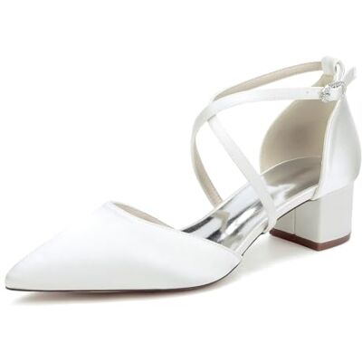 MlYJmer Femmes Satin Chunky Talon Bas Bloc Sangle Cheville Chaussures Habillées À Talons,Ivoire,39 EU - Publicité MlYJmer Femmes Satin Chunky Talon Bas Bloc Sangle Cheville Chaussures Habillées À Talons,Ivoire,39 EU - Publicité