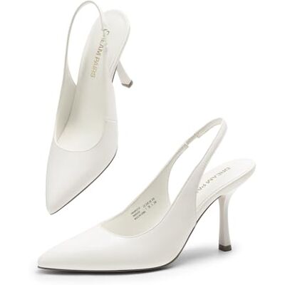 DREAM PAIRS Escarpins à talons aiguilles pour femme avec bride arrière et bout pointu fermé, robe de mariée élégante pour mariage, fête sexy, Blanc/similicuir, 42 EU - Publicité DREAM PAIRS Escarpins à talons aiguilles pour femme avec bride arrière et bout pointu fermé, robe de mariée élégante pour mariage, fête sexy, Blanc/similicuir, 42 EU - Publicité
