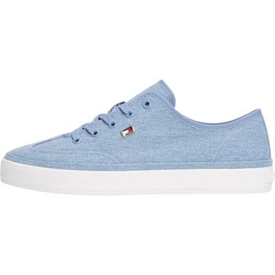 Tommy Hilfiger Baskets Vulcanisées Femme Washed Canvas Basses, Bleu (Brisk Blue), 39 - Publicité Tommy Hilfiger Baskets Vulcanisées Femme Washed Canvas Basses, Bleu (Brisk Blue), 39 - Publicité