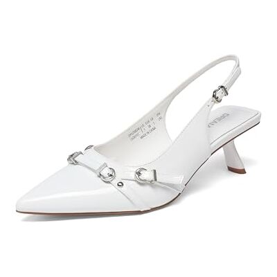 DREAM PAIRS Escarpins habillés confortables à talons bas avec bride arrière et bout pointu pour femme, blanc, 41 EU - Publicité DREAM PAIRS Escarpins habillés confortables à talons bas avec bride arrière et bout pointu pour femme, blanc, 41 EU - Publicité