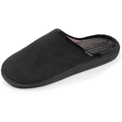 Isotoner Chaussons pantoufles Mules homme velours ultra doux, semelle ergonomique soutien plantaire, mousse à mémoire forme, 45, noir - Publicité Isotoner Chaussons pantoufles Mules homme velours ultra doux, semelle ergonomique soutien plantaire, mousse à mémoire forme, 45, noir - Publicité