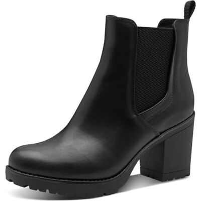 MARCO TOZZI Bottines Chelsea pour femme avec talon bloc végétalien, Noir, 38 EU - Publicité MARCO TOZZI Bottines Chelsea pour femme avec talon bloc végétalien, Noir, 38 EU - Publicité