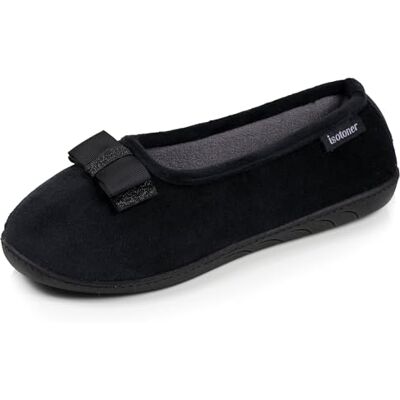 Isotoner Chaussons pantoufles Ballerines femme microvelours semelle ergonomique mousse à mémoire forme, 39, noir - Publicité Isotoner Chaussons pantoufles Ballerines femme microvelours semelle ergonomique mousse à mémoire forme, 39, noir - Publicité