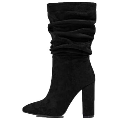 WOkismD Bottes Hautes au Genou pour Femmes avec Talon épais et Bout Pointu en Daim à Enfiler, Bottes Longues à Mollet Large, Chaussures de soirée Tendance pour Rendez-Vous,Noir,35 - Publicité WOkismD Bottes Hautes au Genou pour Femmes avec Talon épais et Bout Pointu en Daim à Enfiler, Bottes Longues à Mollet Large, Chaussures de soirée Tendance pour Rendez-Vous,Noir,35 - Publicité