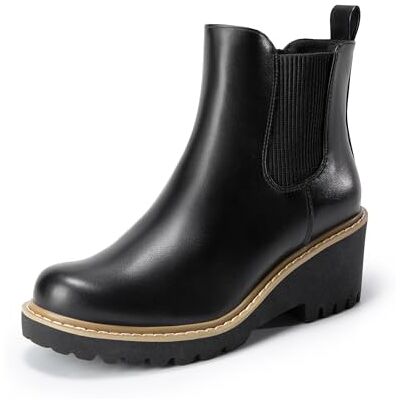 DREAM PAIRS Bottines Chelsea Femme à Talon Compensé Bas, Bottes Plateforme Confortables Bout Rond, Style Slip-on Facile à Enfiler,Size 39,Noir-PU,SDAB2403W - Publicité DREAM PAIRS Bottines Chelsea Femme à Talon Compensé Bas, Bottes Plateforme Confortables Bout Rond, Style Slip-on Facile à Enfiler,Size 39,Noir-PU,SDAB2403W - Publicité