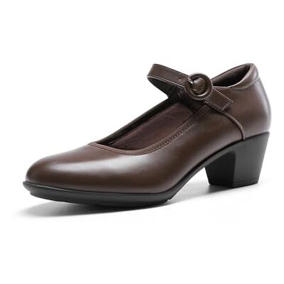 DREAM PAIRS Chaussures Mary Jane pour femme à talons bas et épais avec bout fermé Escarpins confortables pour le travail, les affaires, les tenues de soirée, marron, 37.5 EU - Publicité DREAM PAIRS Chaussures Mary Jane pour femme à talons bas et épais avec bout fermé Escarpins confortables pour le travail, les affaires, les tenues de soirée, marron, 37.5 EU - Publicité