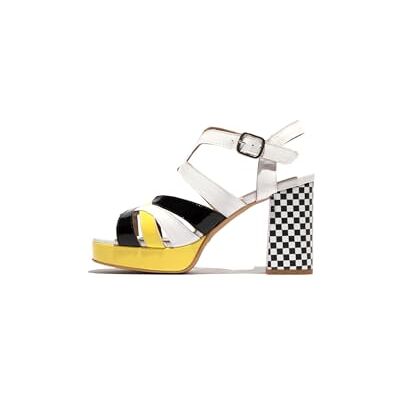 Fly London Femme ETIR455FLY Sandal, White/Black/Lemon, 41 EU - Publicité Fly London Femme ETIR455FLY Sandal, White/Black/Lemon, 41 EU - Publicité