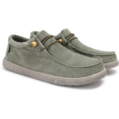 WALK IN PITAS WP150 Washed Mocassins pour Hommes Chaussures Bateau Slipon Loafers Baskets d'été Sneakers Pantoufles Estivales Chaussures de Walkinpitas Kaki 40 - Publicité WALK IN PITAS WP150 Washed Mocassins pour Hommes Chaussures Bateau Slipon Loafers Baskets d'été Sneakers Pantoufles Estivales Chaussures de Walkinpitas Kaki 40 - Publicité