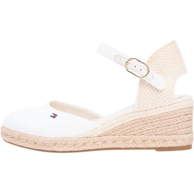Tommy Hilfiger Espadrilles compensées mi-hautes à bout fermé pour femme FW0FW09233 Espadrilles compensées blanches (Ecru), pointure 36 - Publicité Tommy Hilfiger Espadrilles compensées mi-hautes à bout fermé pour femme FW0FW09233 Espadrilles compensées blanches (Ecru), pointure 36 - Publicité