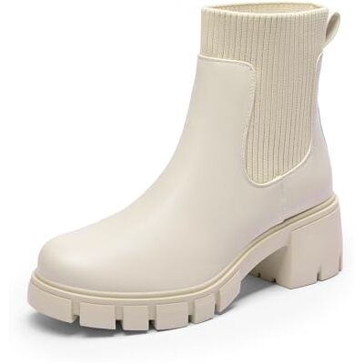 DREAM PAIRS Bottines Chelsea pour Femmes Boots à Talons Larges Bottes Confortable,Size 40.5,Beige,SDAB2312W - Publicité DREAM PAIRS Bottines Chelsea pour Femmes Boots à Talons Larges Bottes Confortable,Size 40.5,Beige,SDAB2312W - Publicité