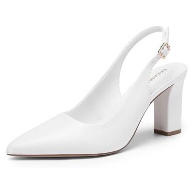 DREAM PAIRS Escarpins Femme Slingback Bout Pointu Talon Carré Chaussures à Talon Bloc Confortables Chaussures de Bureau Élégantes pour Travail et Tenue Habillée,Size 38.5,Blanc,SDPU26013W - Publicité DREAM PAIRS Escarpins Femme Slingback Bout Pointu Talon Carré Chaussures à Talon Bloc Confortables Chaussures de Bureau Élégantes pour Travail et Tenue Habillée,Size 38.5,Blanc,SDPU26013W - Publicité