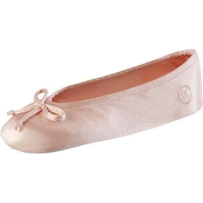 Isotoner Pantoufles Ballerine en satin pour femme avec nœud semelle en daim, Sable, 37/38.5 EU - Publicité Isotoner Pantoufles Ballerine en satin pour femme avec nœud semelle en daim, Sable, 37/38.5 EU - Publicité