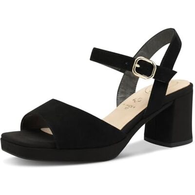 Tamaris Comfort Sandales Femme à Talon Cuir avec Bride réglable, Black Suede, 38 EU - Publicité Tamaris Comfort Sandales Femme à Talon Cuir avec Bride réglable, Black Suede, 38 EU - Publicité