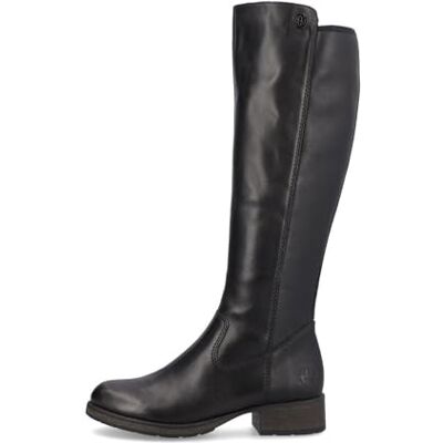 Rieker Bottes hautes noires en cuir à talon plat - Publicité Rieker Bottes hautes noires en cuir à talon plat - Publicité