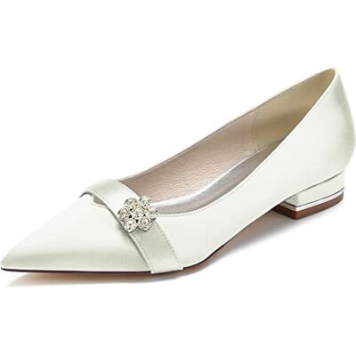 TNMIUH Chaussures de Mariage Plates en Satin Confortables pour mariée, Chaussures de mariée à Fleurs en Cristal Scintillant pour Femmes, pour Mariage, Robe, fiançailles,Ivoire,38 EU - Publicité TNMIUH Chaussures de Mariage Plates en Satin Confortables pour mariée, Chaussures de mariée à Fleurs en Cristal Scintillant pour Femmes, pour Mariage, Robe, fiançailles,Ivoire,38 EU - Publicité