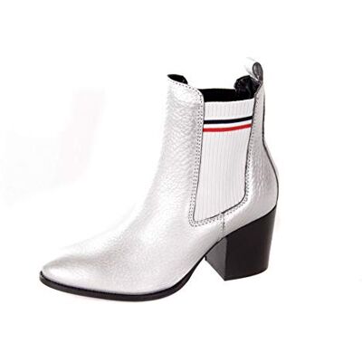 Tommy Hilfiger Bottines Chelsea Shiny Mid Heel pour femme, argenté, 40 EU - Publicité Tommy Hilfiger Bottines Chelsea Shiny Mid Heel pour femme, argenté, 40 EU - Publicité