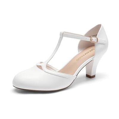 DREAM PAIRS Escarpins Femme Petit Talon à Lanière T, Chaussures Rétro Élégantes et Confortables pour Soirée, Mariage et Occasions Formelles,Size 40,Blanc,SDPU26001W - Publicité DREAM PAIRS Escarpins Femme Petit Talon à Lanière T, Chaussures Rétro Élégantes et Confortables pour Soirée, Mariage et Occasions Formelles,Size 40,Blanc,SDPU26001W - Publicité