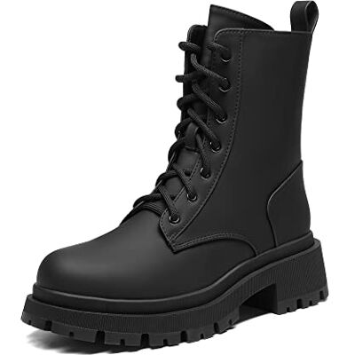 DREAM PAIRS Bottines Femme Mi-Mollet avec Fermeture Eclair Tendance Comfortable Bottes à Lacets avec Talon Large et Doublure Chaude Noir/Silk PU SDMB2203W-E Taille 41 (EUR) - Publicité DREAM PAIRS Bottines Femme Mi-Mollet avec Fermeture Eclair Tendance Comfortable Bottes à Lacets avec Talon Large et Doublure Chaude Noir/Silk PU SDMB2203W-E Taille 41 (EUR) - Publicité
