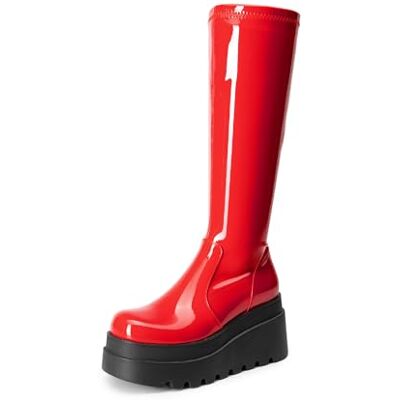 DREAM PAIRS Bottes hautes pour femme Talon compensé Bout rond Fermeture éclair latérale Tendance Longue chaussette punk gothique pour femme - Publicité DREAM PAIRS Bottes hautes pour femme Talon compensé Bout rond Fermeture éclair latérale Tendance Longue chaussette punk gothique pour femme - Publicité