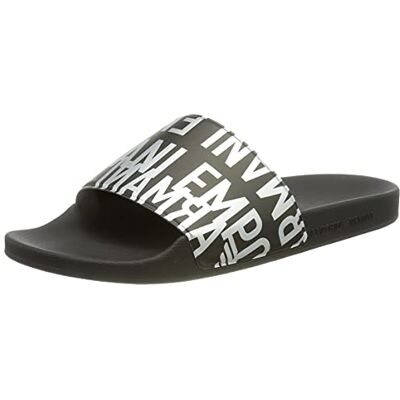 Emporio Armani homme Sandale Slide, Black+Silver+Black, 44 EU - Publicité Emporio Armani homme Sandale Slide, Black+Silver+Black, 44 EU - Publicité