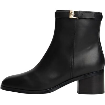 Tommy Hilfiger Bottines Femme Buckle Riding Mid Heel Cuir, Noir (Black), 37 - Publicité Tommy Hilfiger Bottines Femme Buckle Riding Mid Heel Cuir, Noir (Black), 37 - Publicité