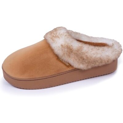 Isotoner Chaussons pantoufles Mules femme velours ultra doux, compensées, 37, camel - Publicité Isotoner Chaussons pantoufles Mules femme velours ultra doux, compensées, 37, camel - Publicité