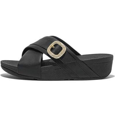 Fitflop Femme Lulu Claquettes croisées en Cuir avec Boucle en Cristal Sandale, Noir, 41 EU - Publicité Fitflop Femme Lulu Claquettes croisées en Cuir avec Boucle en Cristal Sandale, Noir, 41 EU - Publicité