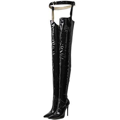 WOkismD Cuissardes Sexy pour Femmes Talons Aiguilles en Cuir Verni Stretch Fermeture à glissière latérale Cuissardes Bottes Pantalons avec Ceinture Pole Dance discothèque Bottes Hautes,Noir,38 - Publicité WOkismD Cuissardes Sexy pour Femmes Talons Aiguilles en Cuir Verni Stretch Fermeture à glissière latérale Cuissardes Bottes Pantalons avec Ceinture Pole Dance discothèque Bottes Hautes,Noir,38 - Publicité