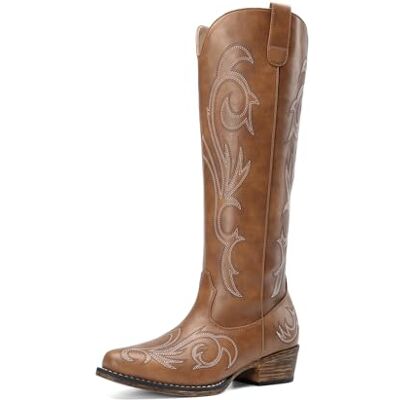 DREAM PAIRS Bottes Femme Style Western Cowgirl Confortables Bottes Cowboy Hautes Knee High avec Fermeture Éclair Latérale,Size 41,Brun,DWUMKB2502 - Publicité DREAM PAIRS Bottes Femme Style Western Cowgirl Confortables Bottes Cowboy Hautes Knee High avec Fermeture Éclair Latérale,Size 41,Brun,DWUMKB2502 - Publicité