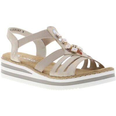 Rieker Sandales compensées pour femme V0245 Beige 39 EU - Publicité Rieker Sandales compensées pour femme V0245 Beige 39 EU - Publicité