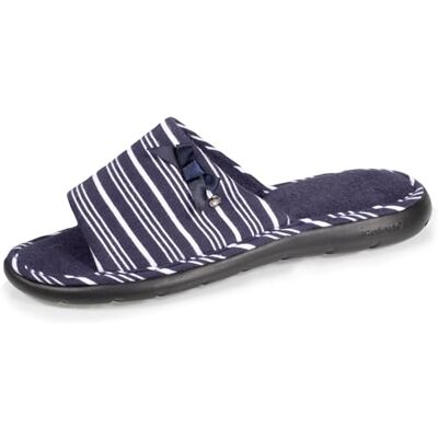 Isotoner Chaussons pantoufles Mules ouvertes femme très confortables, en jersey bio, 38 EU, rayure marinière - Publicité Isotoner Chaussons pantoufles Mules ouvertes femme très confortables, en jersey bio, 38 EU, rayure marinière - Publicité
