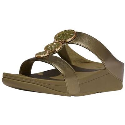 FitFlop Halo Bead-Circle Sandales compensées avec barre en H pour femme, Vert camouflage métallisé, 38 EU - Publicité FitFlop Halo Bead-Circle Sandales compensées avec barre en H pour femme, Vert camouflage métallisé, 38 EU - Publicité