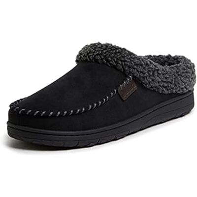 Dearfoams Brendan Sabots en microfibre, daim, pantoufles pour homme, Noir, X-Large - Publicité Dearfoams Brendan Sabots en microfibre, daim, pantoufles pour homme, Noir, X-Large - Publicité