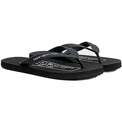 Tommy Hilfiger Tongs Homme Rubber Beach Sandal Claquettes, Noir (Black), 40 EU - Publicité Tommy Hilfiger Tongs Homme Rubber Beach Sandal Claquettes, Noir (Black), 40 EU - Publicité