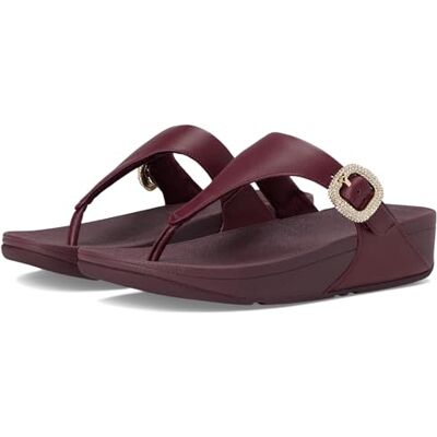 Fitflop Sandales Lulu en cuir avec boucle en cristal pour femme, Vin mauve, 37 EU - Publicité Fitflop Sandales Lulu en cuir avec boucle en cristal pour femme, Vin mauve, 37 EU - Publicité