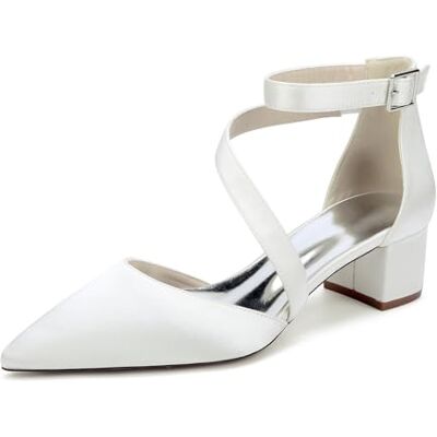 TNMIUH Chaussures de Mariage pour Femmes Ivoire Satin Talon épais Talon carré Bout Pointu Chaussures de mariée,Escarpins élégants pour Mariage ou fête,Ivoire,37 EU - Publicité TNMIUH Chaussures de Mariage pour Femmes Ivoire Satin Talon épais Talon carré Bout Pointu Chaussures de mariée,Escarpins élégants pour Mariage ou fête,Ivoire,37 EU - Publicité