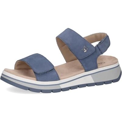 CAPRICE Sandales plates femme en cuir Confortables, Bleu (Jeans Nubuc), 40 EU - Publicité CAPRICE Sandales plates femme en cuir Confortables, Bleu (Jeans Nubuc), 40 EU - Publicité