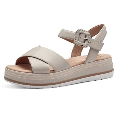 Tamaris Comfort Sandales Plates Femme Cuir avec Fermeture Velcro, Lt Grey, 38 EU - Publicité Tamaris Comfort Sandales Plates Femme Cuir avec Fermeture Velcro, Lt Grey, 38 EU - Publicité
