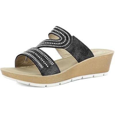 inblu Femme Ciabatte Donna Doppia Fascia Design A S Con Strass, Plantare Imbottito, Tacco Di 5cm Multiprise, Noir, 36 EU - Publicité inblu Femme Ciabatte Donna Doppia Fascia Design A S Con Strass, Plantare Imbottito, Tacco Di 5cm Multiprise, Noir, 36 EU - Publicité