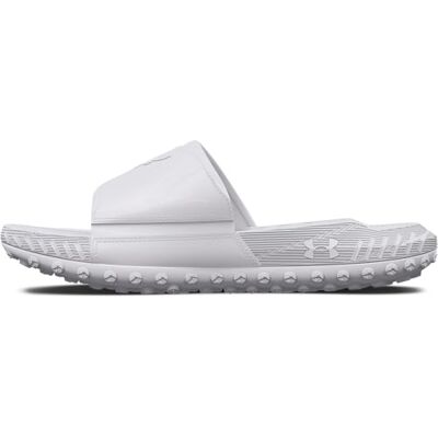 Under Armour Sandales unisexes Project Rock 3 Slides pour adulte, (100) Blanc/Blanc/Gris Halo, 10.5 Women/9 Men - Publicité Under Armour Sandales unisexes Project Rock 3 Slides pour adulte, (100) Blanc/Blanc/Gris Halo, 10.5 Women/9 Men - Publicité