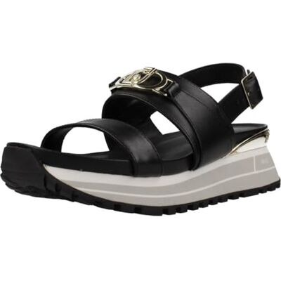 Liu Jo Sandales de sport pour femme, plateforme blanche, bandes noires avec boucle, semelle antidérapante, Noir , 37 EU - Publicité Liu Jo Sandales de sport pour femme, plateforme blanche, bandes noires avec boucle, semelle antidérapante, Noir , 37 EU - Publicité