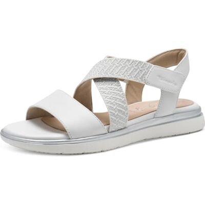 Tamaris Comfort sandales plates femme cuir avec fermeture velcro, White, 40 EU - Publicité Tamaris Comfort sandales plates femme cuir avec fermeture velcro, White, 40 EU - Publicité